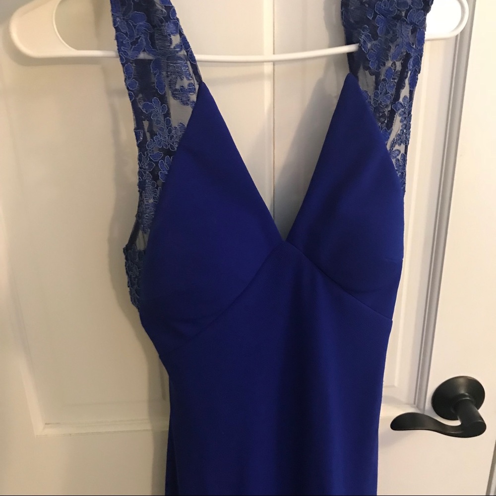 BLUE LACE PROM DRESS - Picture 2 of 5